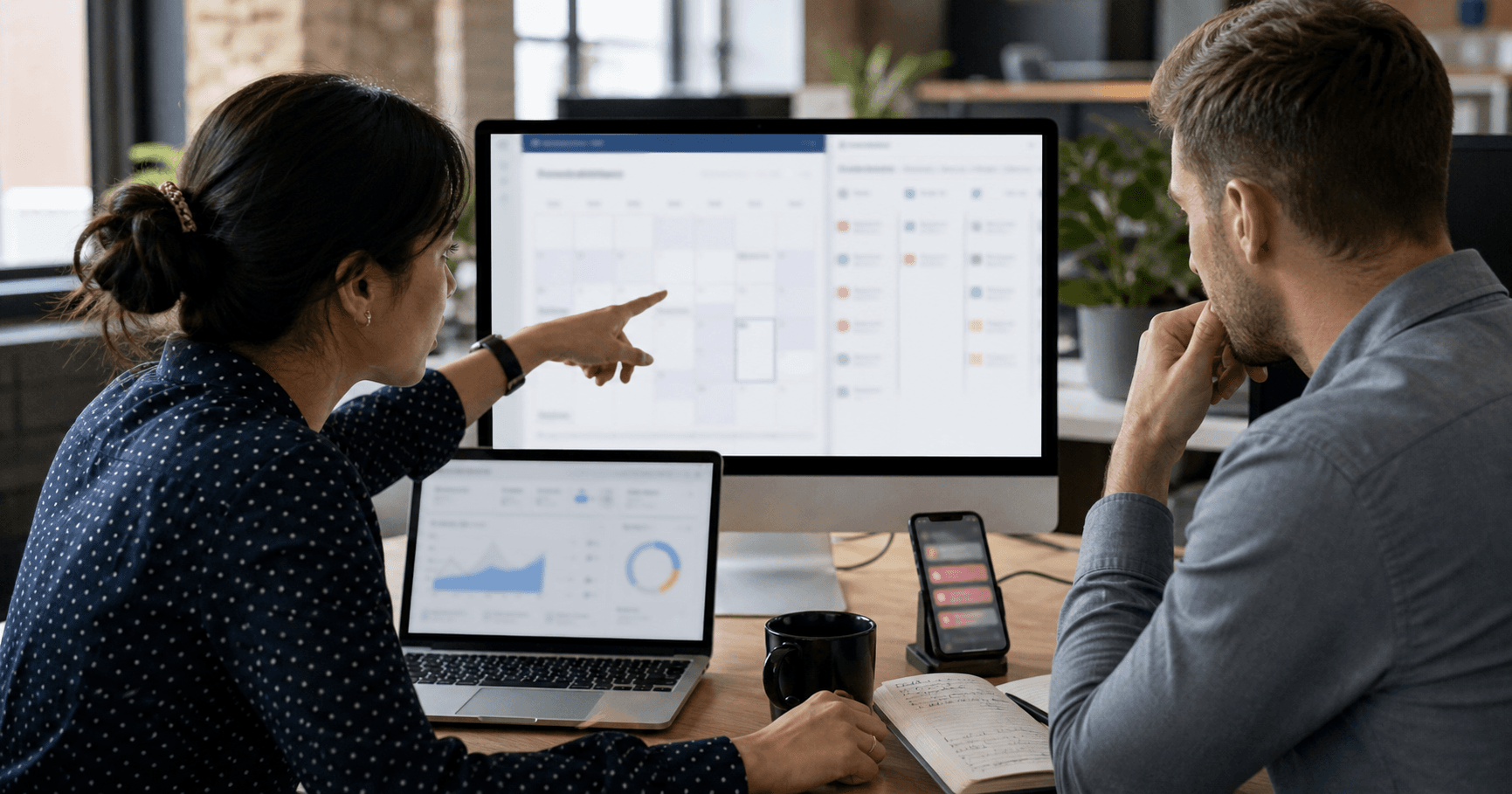 Hero image of marketers reviewing a calendar and CRM pipeline to diagnose Meta Ads leads that book sales calls but do not show up.