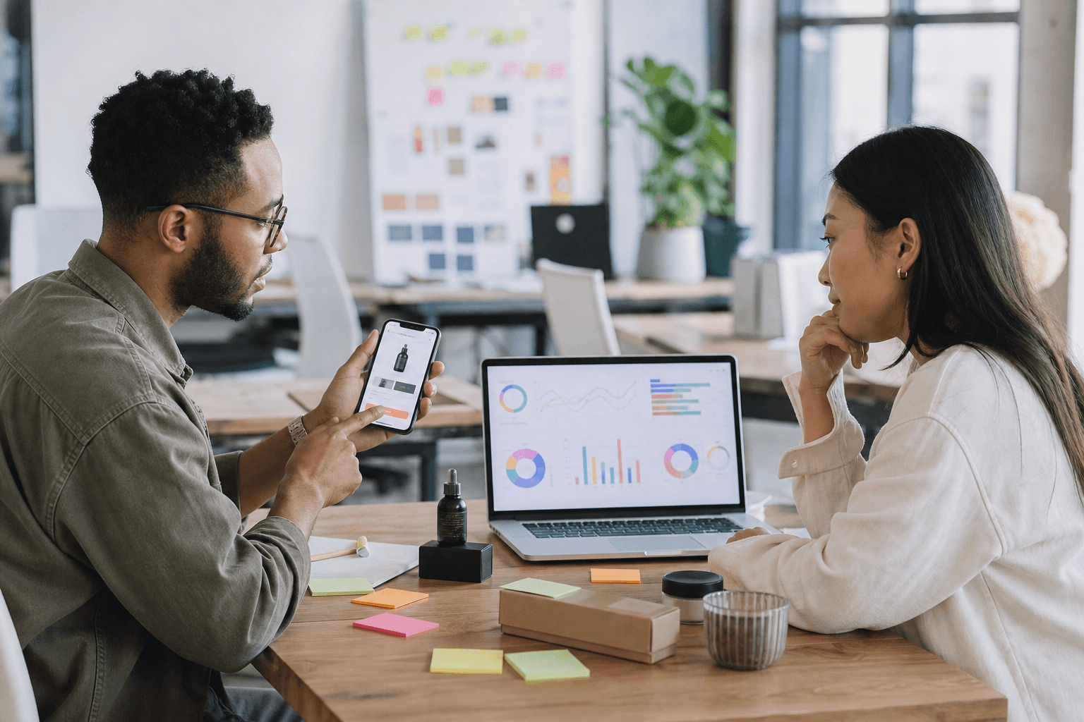 Hero image of marketers comparing a mobile shopping experience with desktop analytics to diagnose why Meta Ads perform worse on mobile.